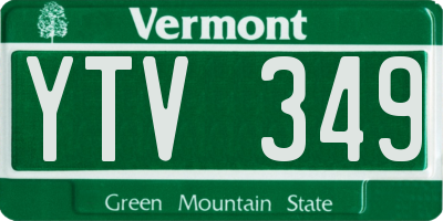 VT license plate YTV349