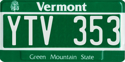 VT license plate YTV353