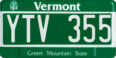 VT license plate YTV355