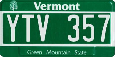 VT license plate YTV357