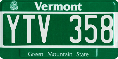VT license plate YTV358