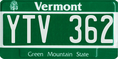 VT license plate YTV362