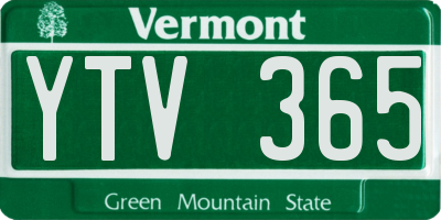 VT license plate YTV365