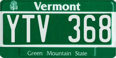 VT license plate YTV368