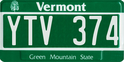 VT license plate YTV374