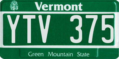 VT license plate YTV375