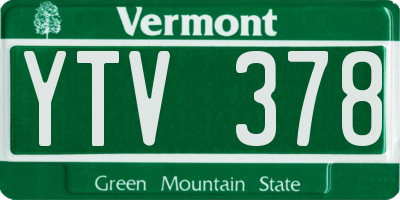 VT license plate YTV378