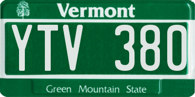 VT license plate YTV380