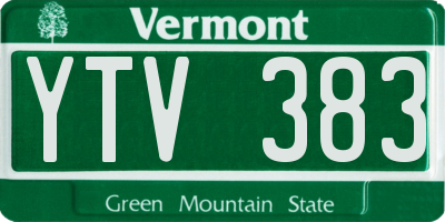 VT license plate YTV383