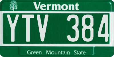 VT license plate YTV384