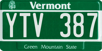 VT license plate YTV387