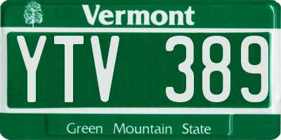 VT license plate YTV389