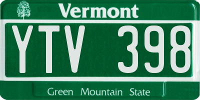 VT license plate YTV398