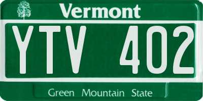 VT license plate YTV402