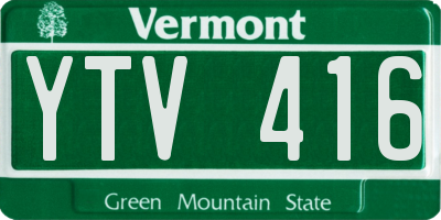 VT license plate YTV416