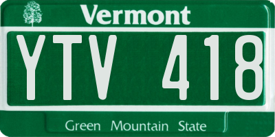 VT license plate YTV418