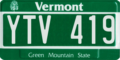 VT license plate YTV419