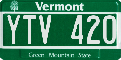 VT license plate YTV420