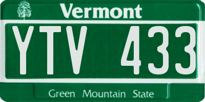 VT license plate YTV433