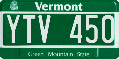 VT license plate YTV450