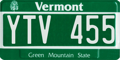 VT license plate YTV455