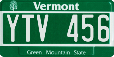 VT license plate YTV456