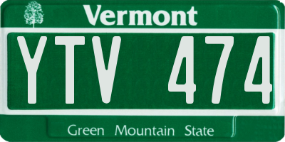VT license plate YTV474