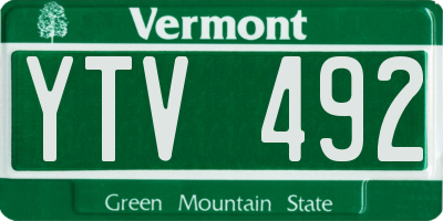 VT license plate YTV492