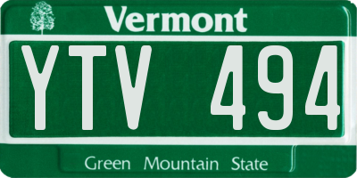 VT license plate YTV494