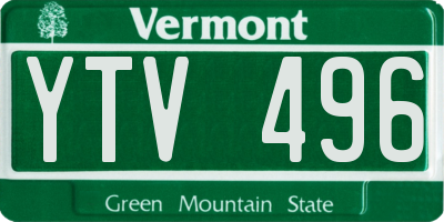 VT license plate YTV496