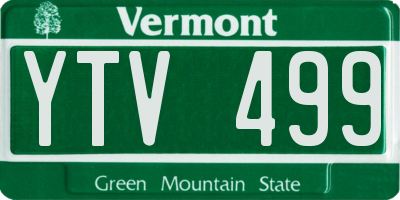 VT license plate YTV499