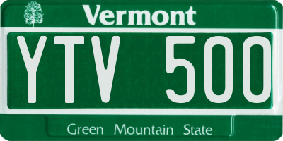 VT license plate YTV500