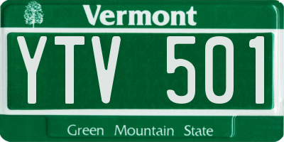VT license plate YTV501