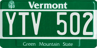 VT license plate YTV502