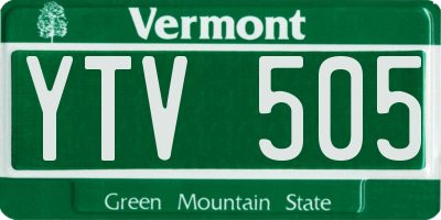 VT license plate YTV505