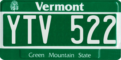 VT license plate YTV522