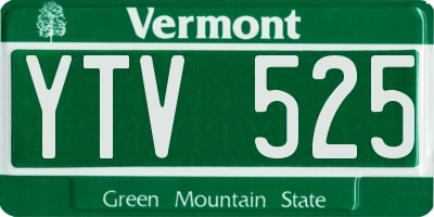 VT license plate YTV525