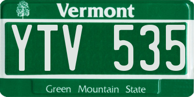 VT license plate YTV535