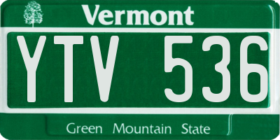 VT license plate YTV536