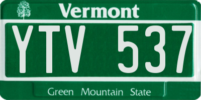 VT license plate YTV537