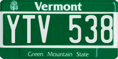 VT license plate YTV538