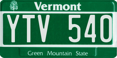 VT license plate YTV540