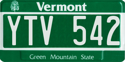 VT license plate YTV542