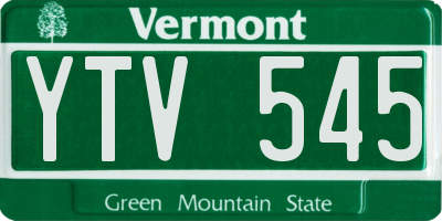 VT license plate YTV545