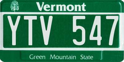 VT license plate YTV547