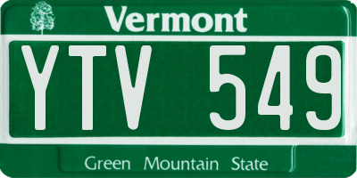 VT license plate YTV549