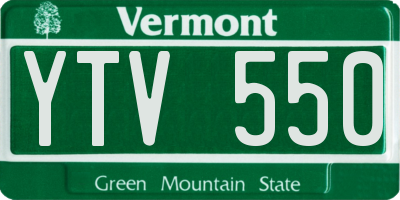 VT license plate YTV550