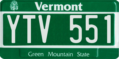 VT license plate YTV551