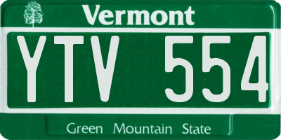 VT license plate YTV554