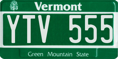 VT license plate YTV555